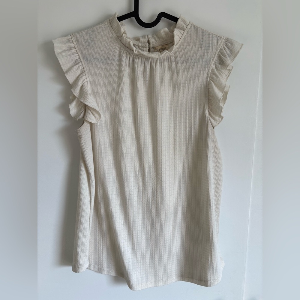 Greige White Ruffled Blouse
